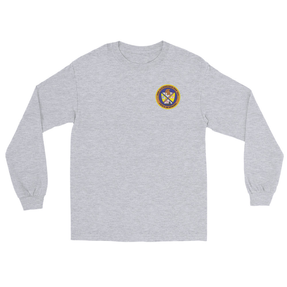 USS Alexandria (SSN-757) Ship's Crest Long Sleeve Shirt – front view, grey
