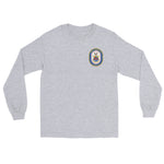 USS America (LHA-6) Ship's Crest Long Sleeve Shirt – front view, grey
