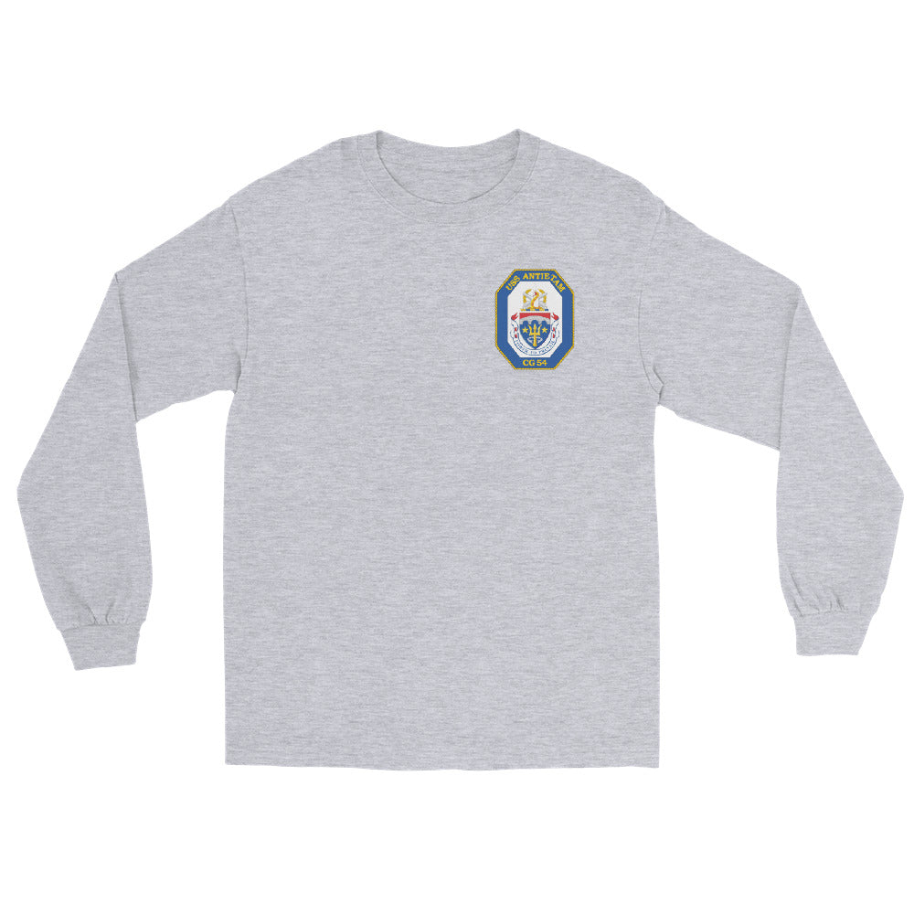 USS Antietam (CG-54) Ship's Crest Long Sleeve Shirt – front view, grey