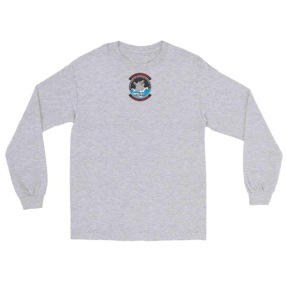 USS Seawolf (SSN-21) Ship's Crest Long Sleeve Shirt – front view, grey