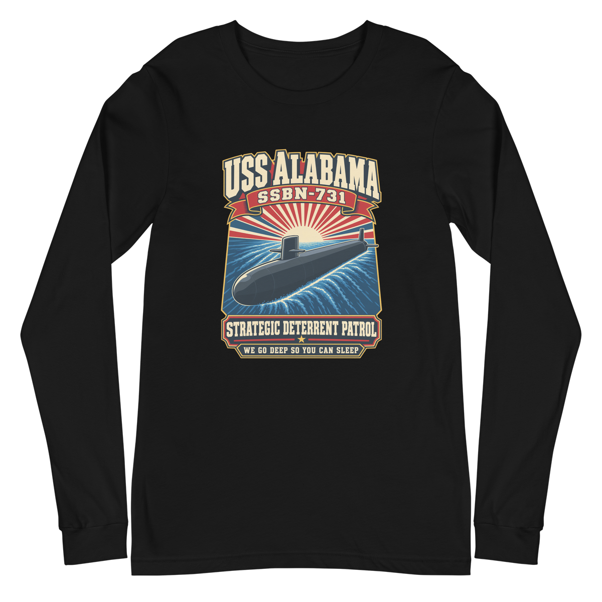 USS Alabama (SSBN-731) Deterrent Patrol Long Sleeve Shirt - Design 1