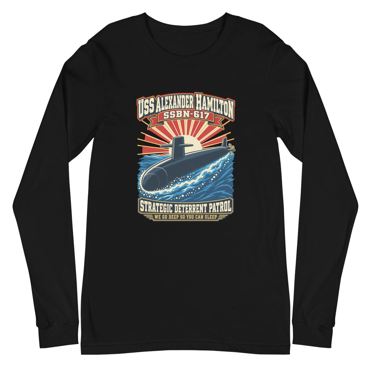 USS Alexander Hamilton (SSBN-617) Deterrent Patrol Long Sleeve Shirt - Retro