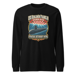 USS Benjamin Franklin (SSBN-640) Deterrent Patrol Long Sleeve Shirt - Retro
