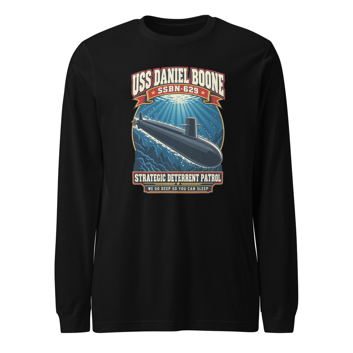 USS Daniel Boone (SSBN-629) Deterrent Patrol Long Sleeve Shirt - Retro