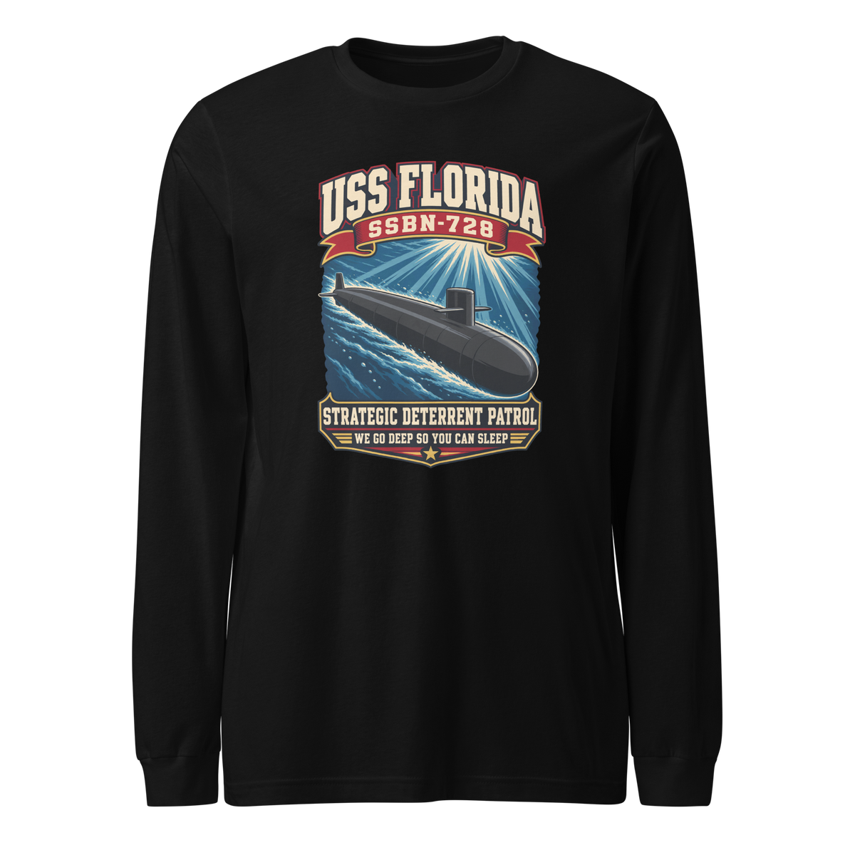 USS Florida (SSBN-728) Deterrent Patrol Long Sleeve Shirt - Retro