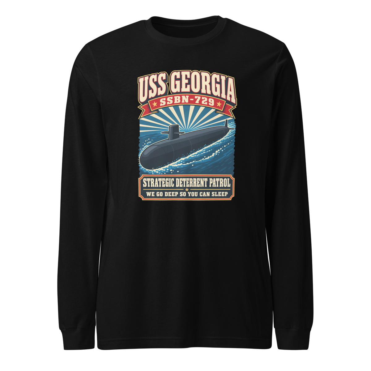 USS Georgia (SSBN-729) Deterrent Patrol Long Sleeve Shirt - Retro