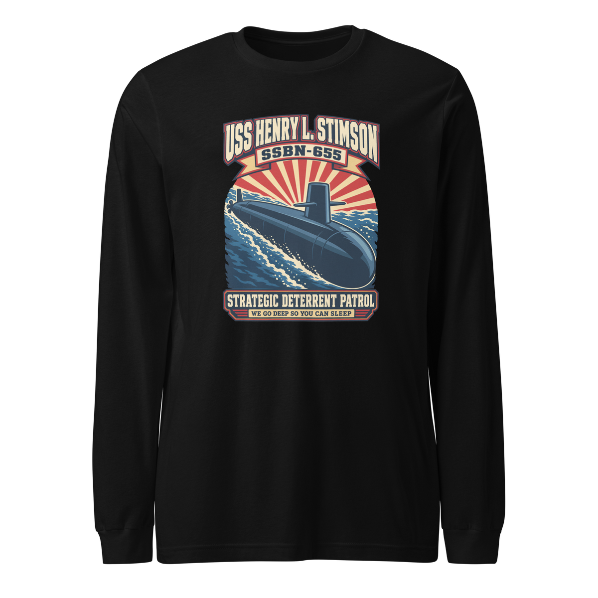 USS Henry L. Stimson (SSBN-655) Deterrent Patrol Long Sleeve Shirt - Retro