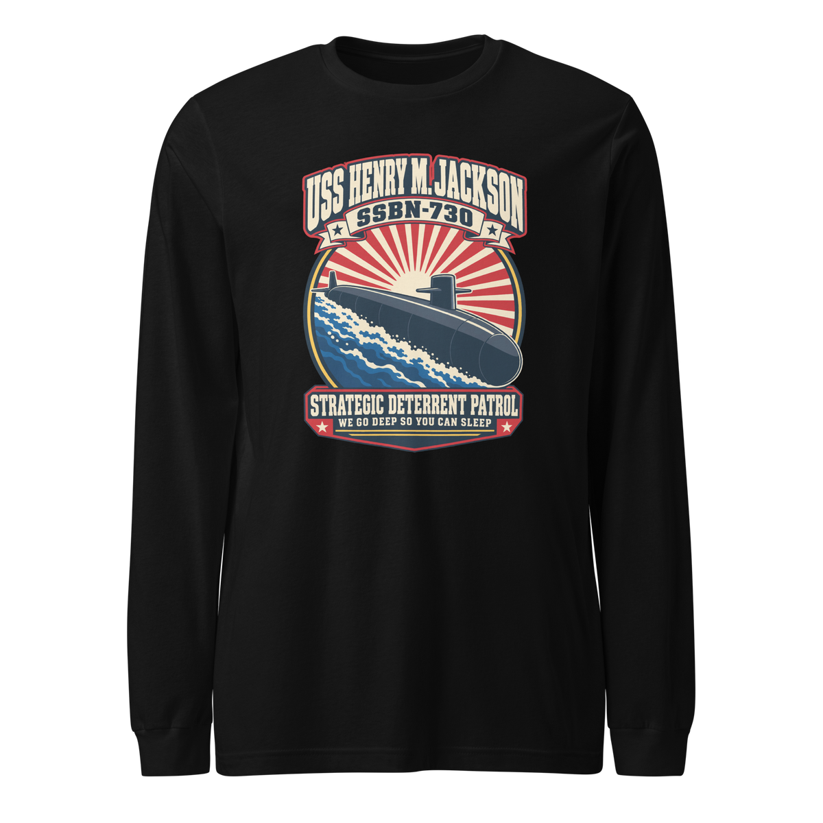 USS Henry M. Jackson (SSBN-730) Deterrent Patrol Long Sleeve Shirt - Retro