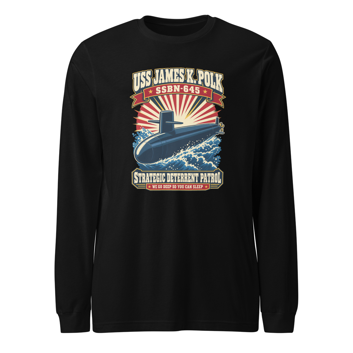 USS James K. Polk (SSBN-645) Deterrent Patrol Long Sleeve Shirt - Retro