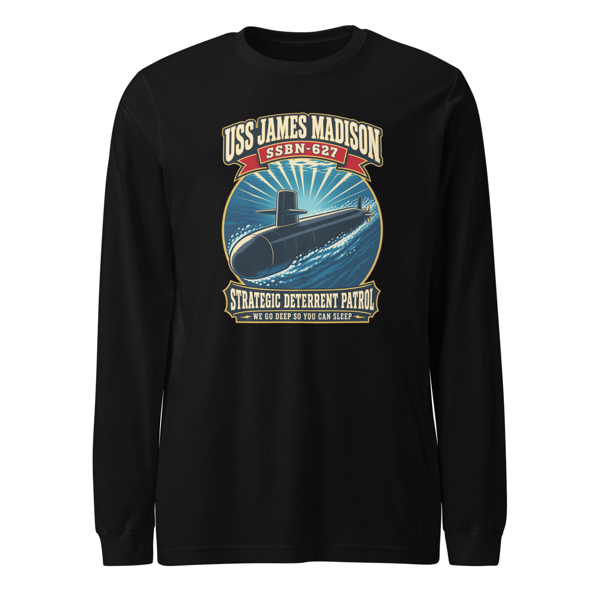 USS James Madison (SSBN-627) Deterrent Patrol Long Sleeve Shirt - Retro