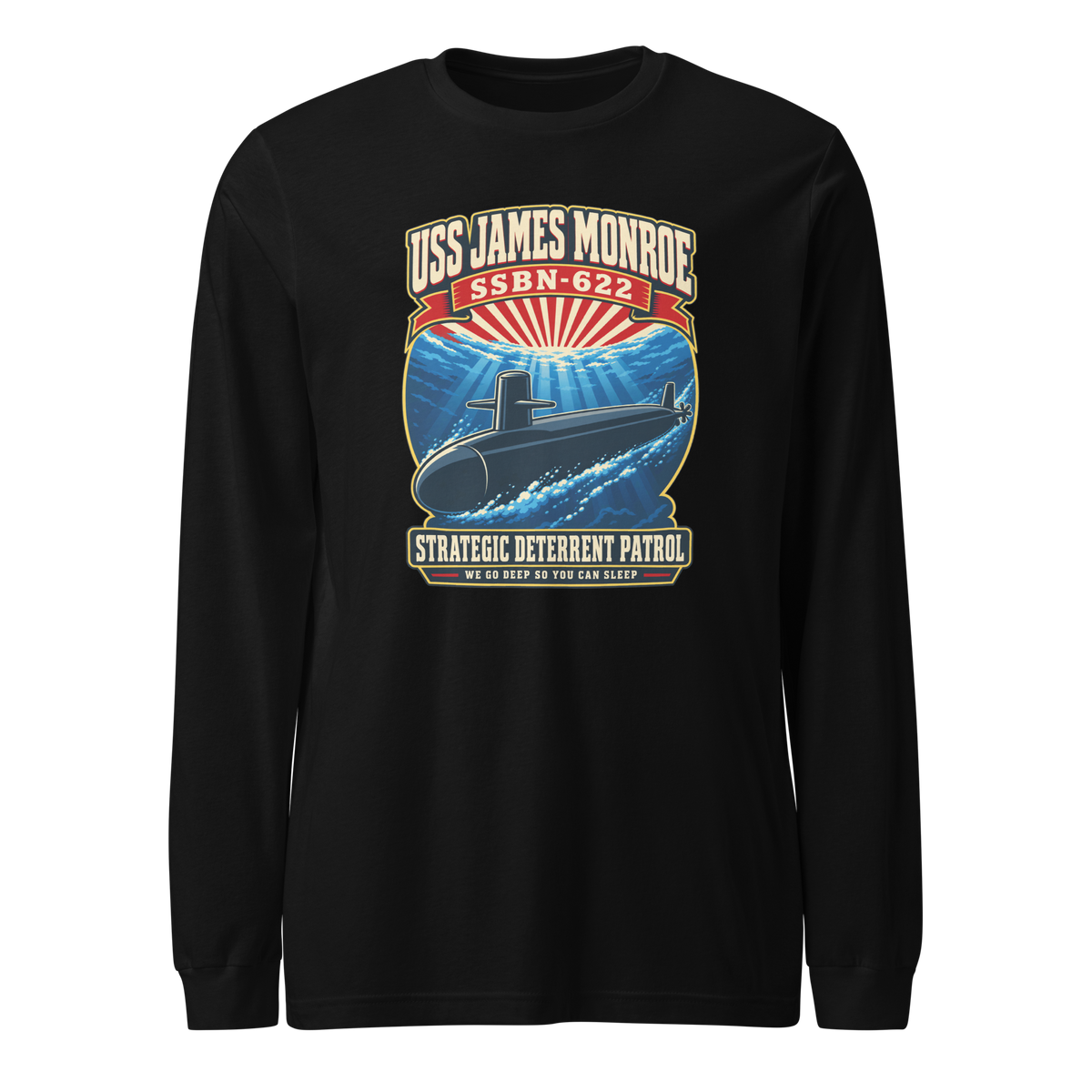 USS James Monroe (SSBN-622) Deterrent Patrol Long Sleeve Shirt - Retro