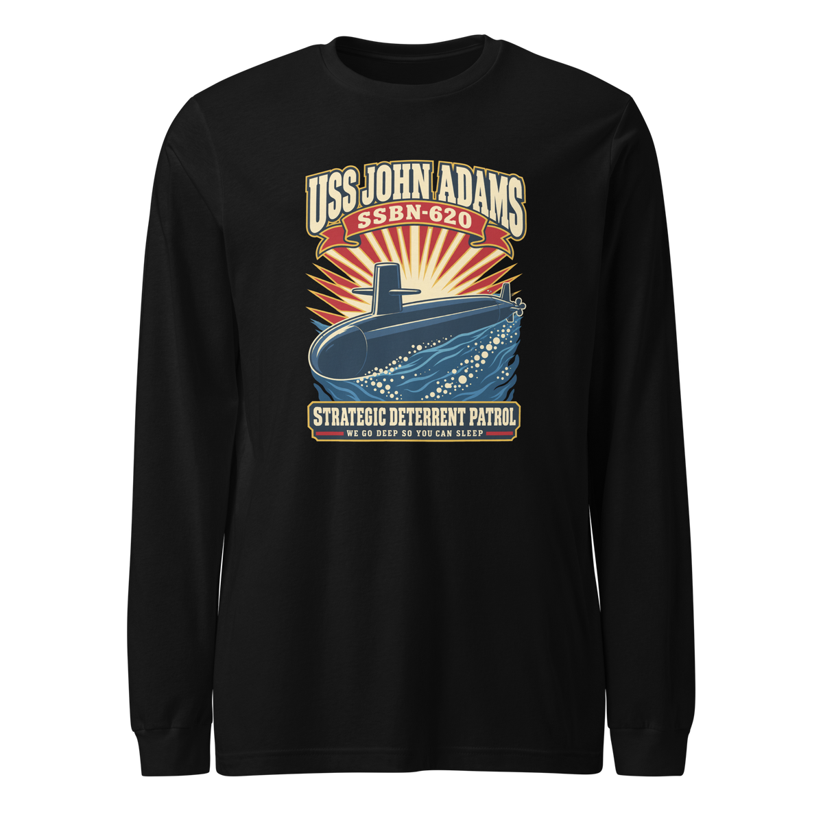 USS John Adams (SSBN-620) Deterrent Patrol Long Sleeve Shirt - Retro