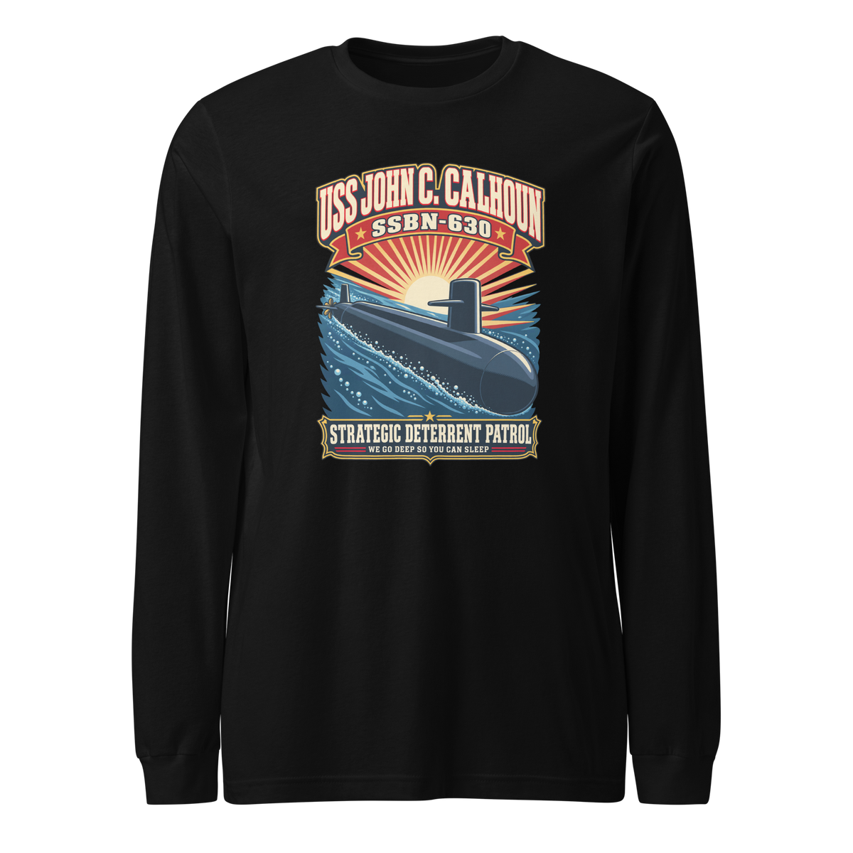 USS John C. Calhoun (SSBN-630) Deterrent Patrol Long Sleeve Shirt - Retro