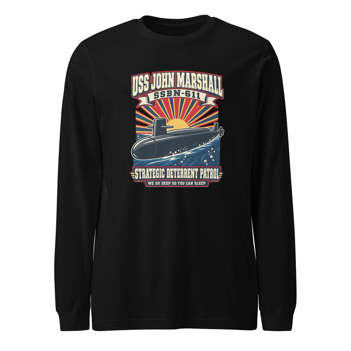 USS John Marshall (SSBN-611) Deterrent Patrol Long Sleeve Shirt - Retro