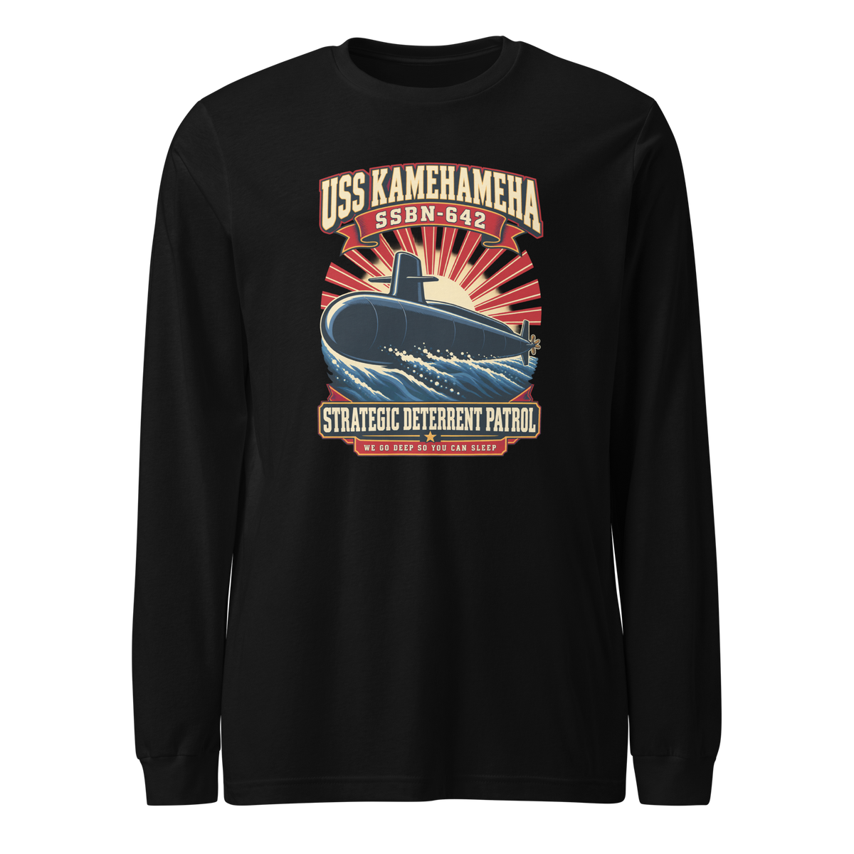 USS Kamehameha (SSBN-642) Deterrent Patrol Long Sleeve Shirt - Retro