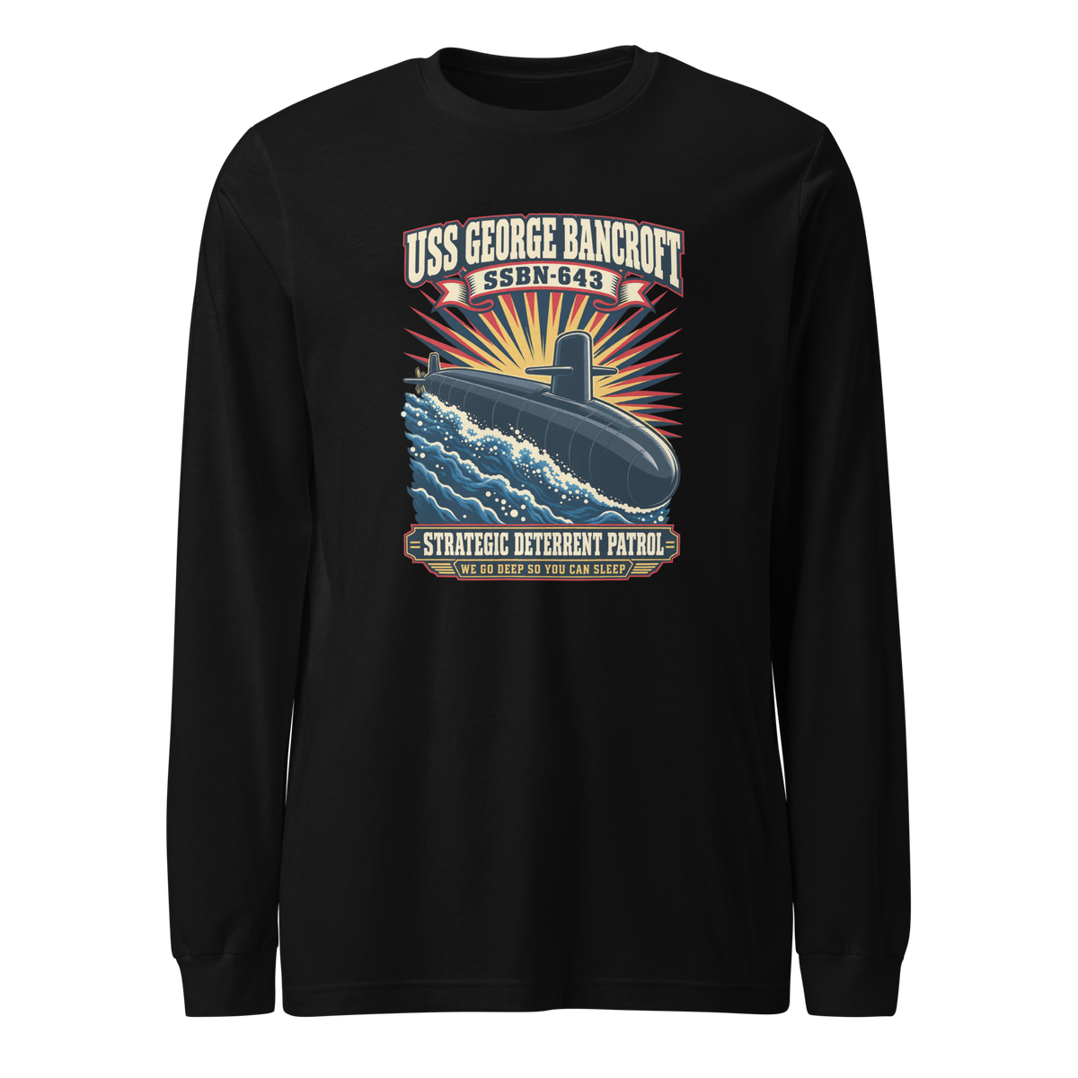 USS George Bancroft (SSBN-643) Deterrent Patrol Long Sleeve Shirt - Retro