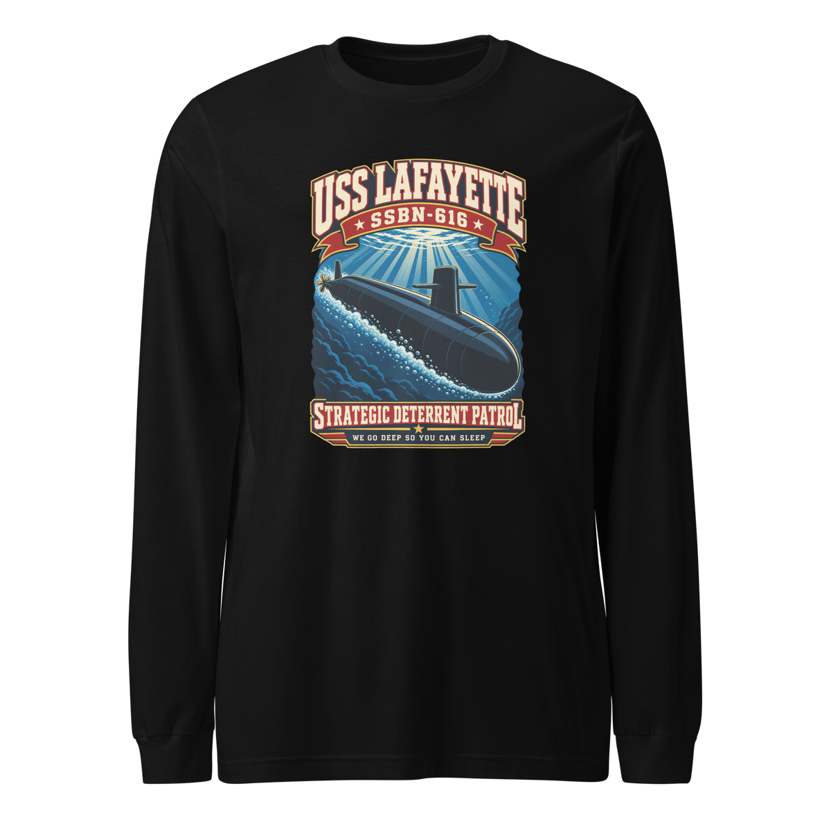 USS Lafayette (SSBN-616) Deterrent Patrol Long Sleeve Shirt - Retro