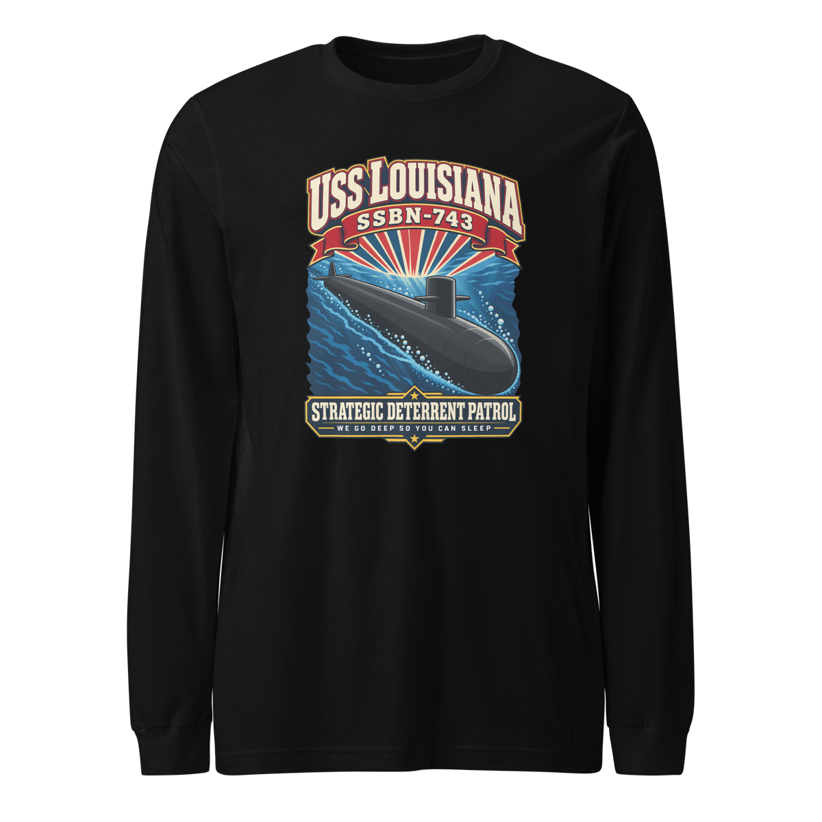 USS Louisiana (SSBN-743) Deterrent Patrol Long Sleeve Shirt - Retro