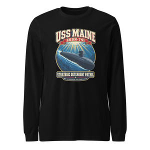 USS Maine (SSBN-741) Deterrent Patrol Long Sleeve Shirt - Retro
