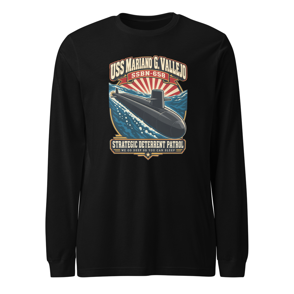 USS Mariano G. Vallejo (SSBN-658) Deterrent Patrol Long Sleeve Shirt - Retro