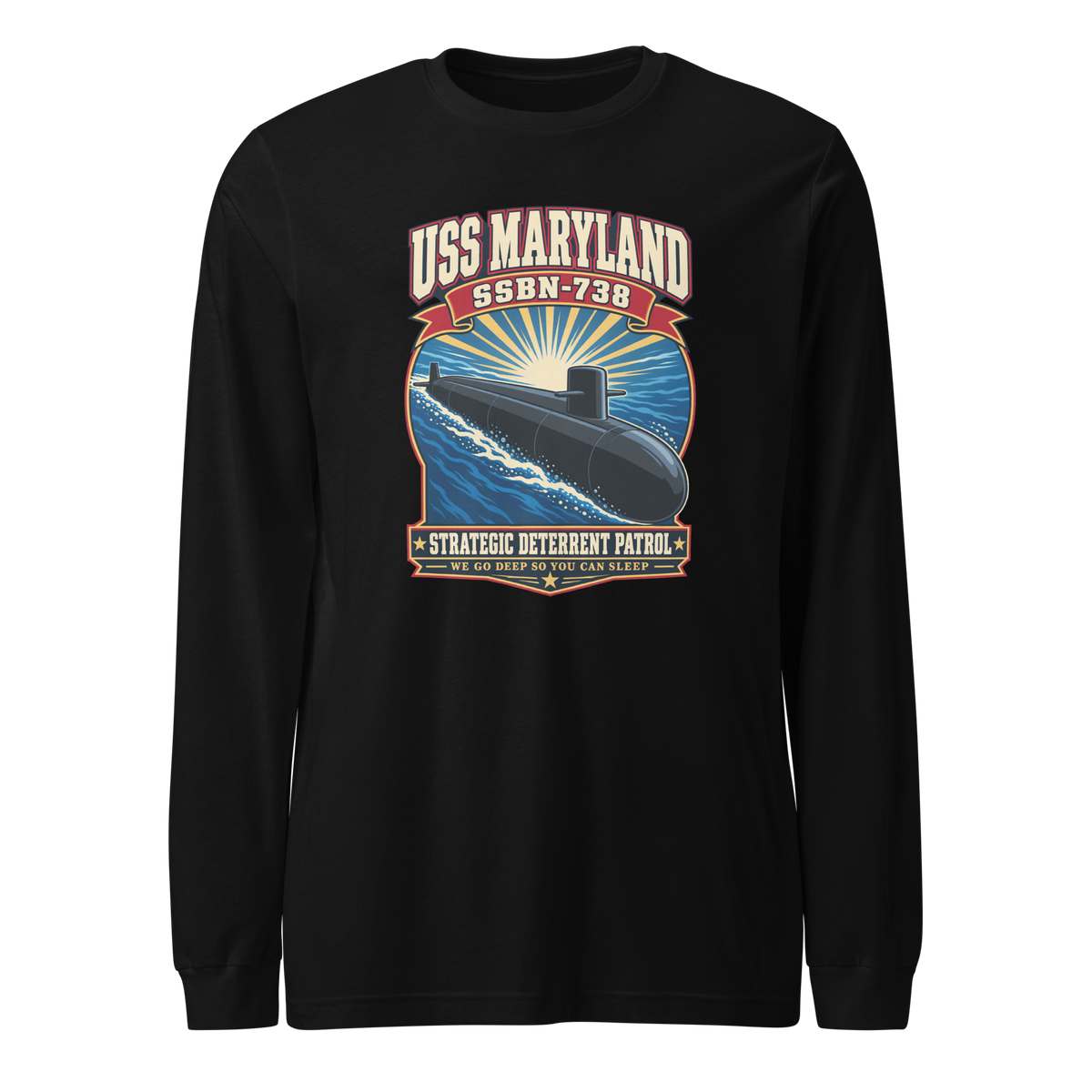 USS Maryland (SSBN-738) Deterrent Patrol Long Sleeve Shirt - Retro