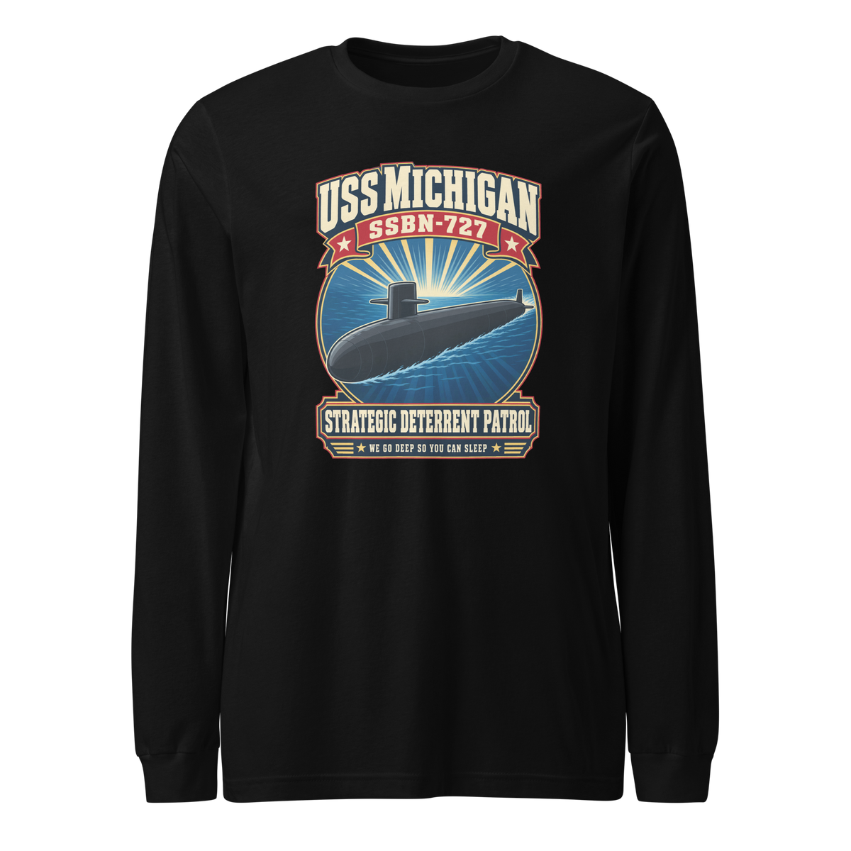 USS Michigan (SSBN-727) Deterrent Patrol Long Sleeve Shirt - Retro