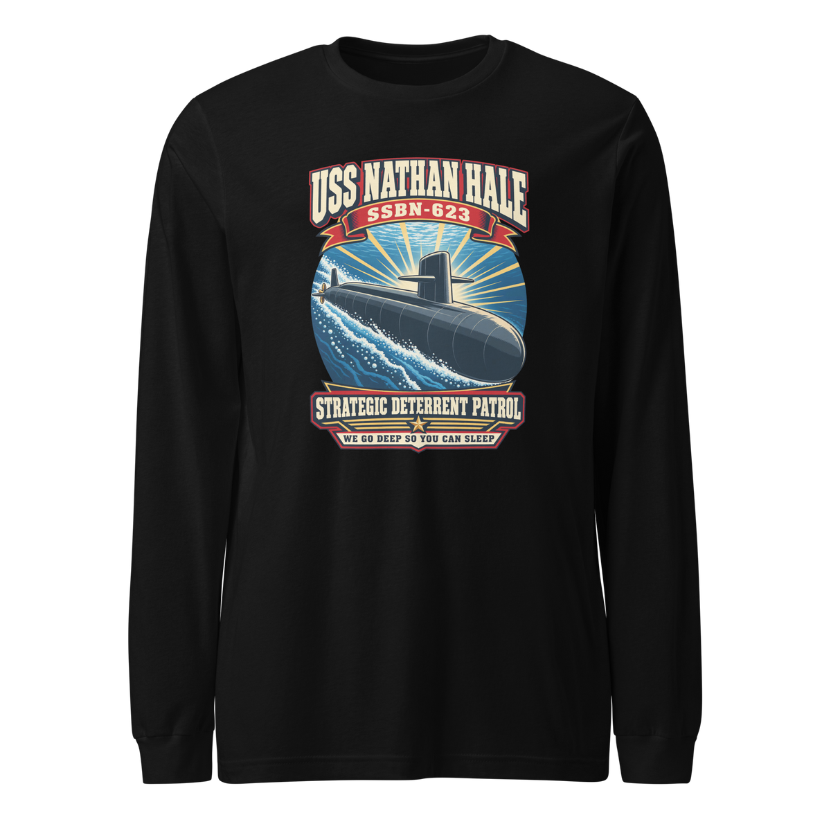 USS Nathan Hale (SSBN-623) Deterrent Patrol Long Sleeve Shirt - Retro