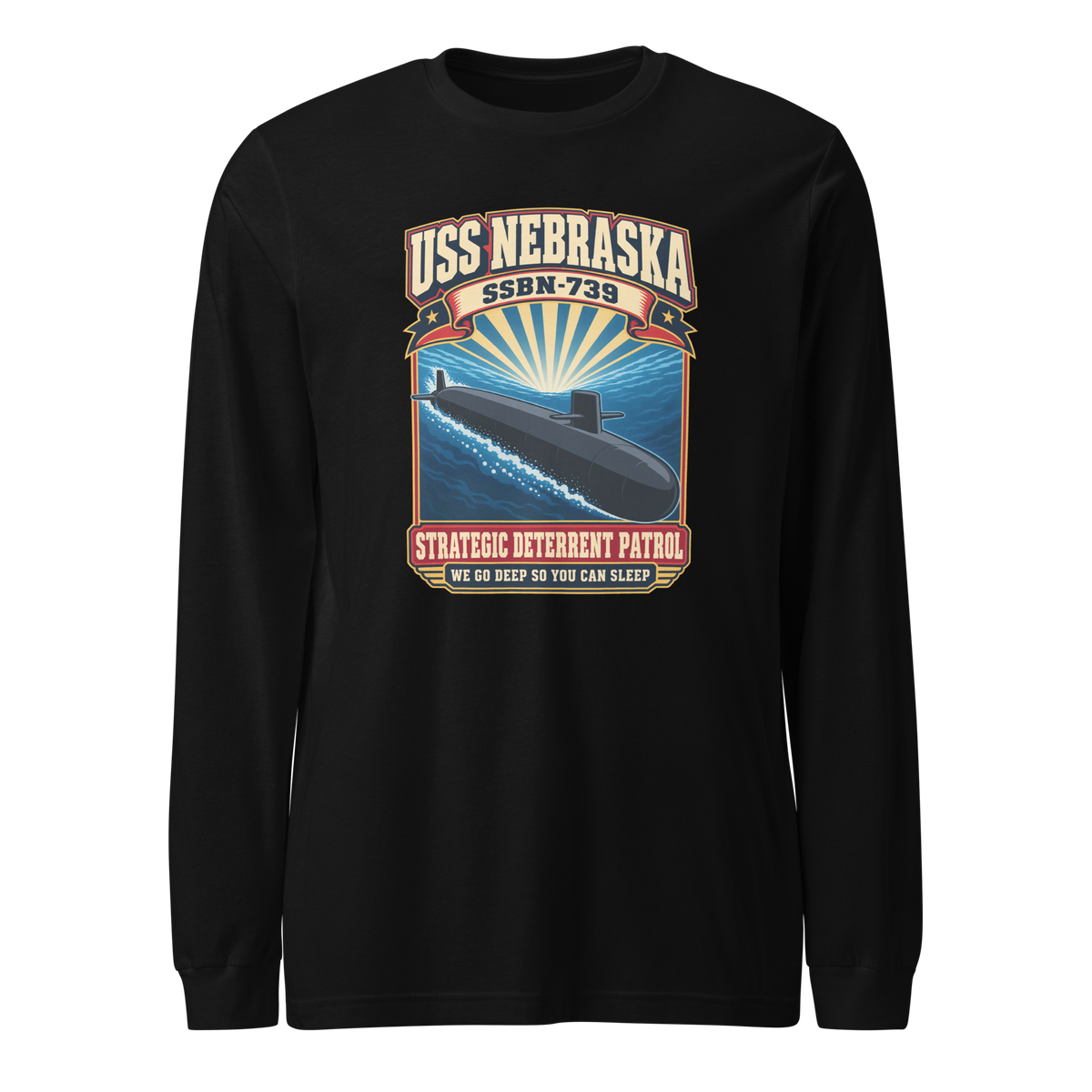 USS Nebraska (SSBN-739) Deterrent Patrol Long Sleeve Shirt - Retro