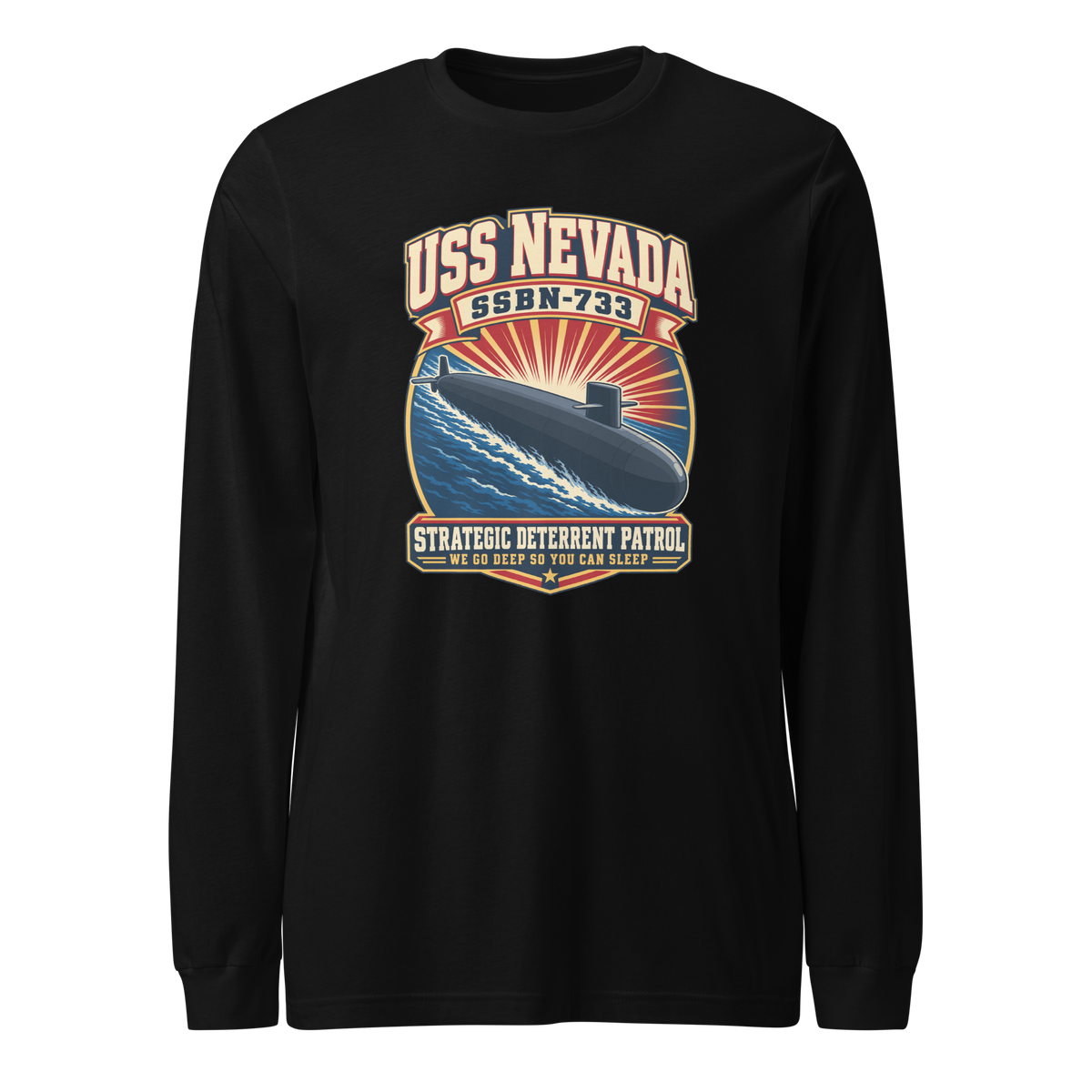 USS Nevada (SSBN-733) Deterrent Patrol Long Sleeve Shirt - Retro