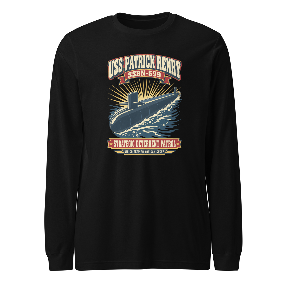 USS Patrick Henry (SSBN-599) Deterrent Patrol Long Sleeve Shirt - Retro