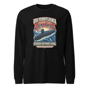 USS Pennsylvania (SSBN-735) Deterrent Patrol Long Sleeve Shirt - Retro
