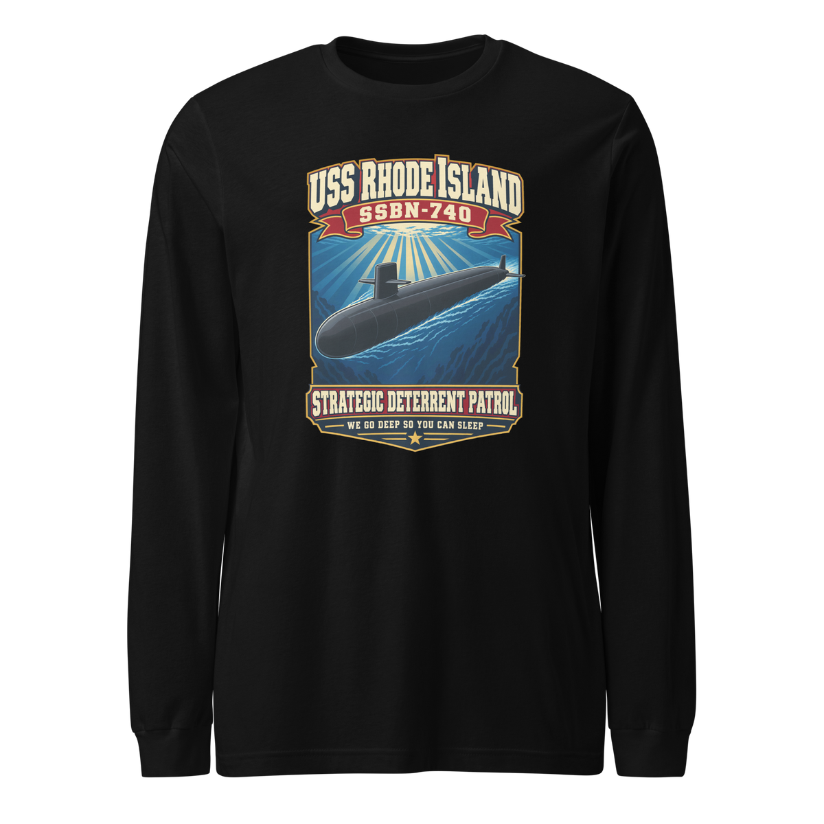 USS Rhode Island (SSBN-740) Deterrent Patrol Long Sleeve Shirt - Retro