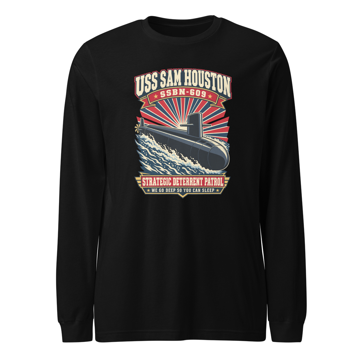 USS Sam Houston (SSBN-609) Deterrent Patrol Long Sleeve Shirt - Retro