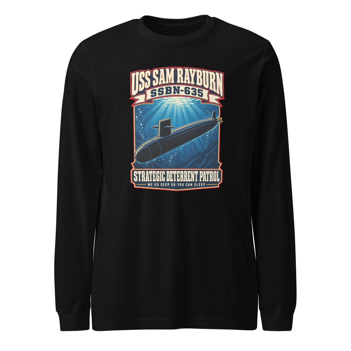 USS Sam Rayburn (SSBN-635) Deterrent Patrol Long Sleeve Shirt - Retro