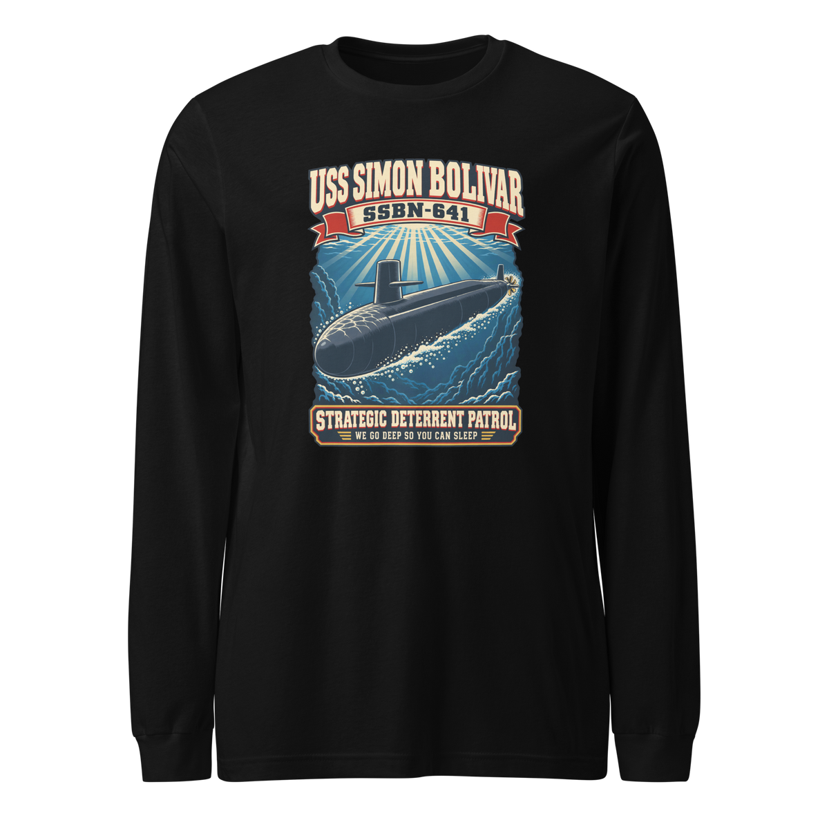 USS Simon Bolivar (SSBN-641) Deterrent Patrol Long Sleeve Shirt - Retro