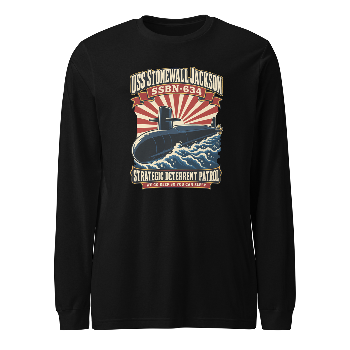 USS Stonewall Jackson (SSBN-634) Deterrent Patrol Long Sleeve Shirt - Retro