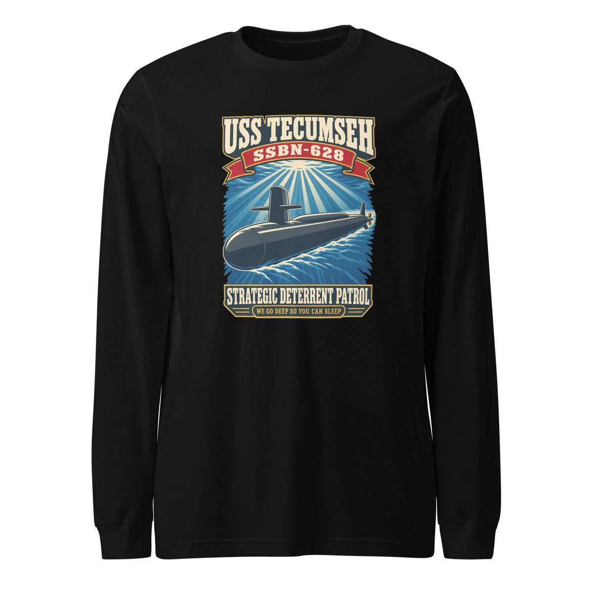 USS Tecumseh (SSBN-628) Deterrent Patrol Long Sleeve Shirt - Retro