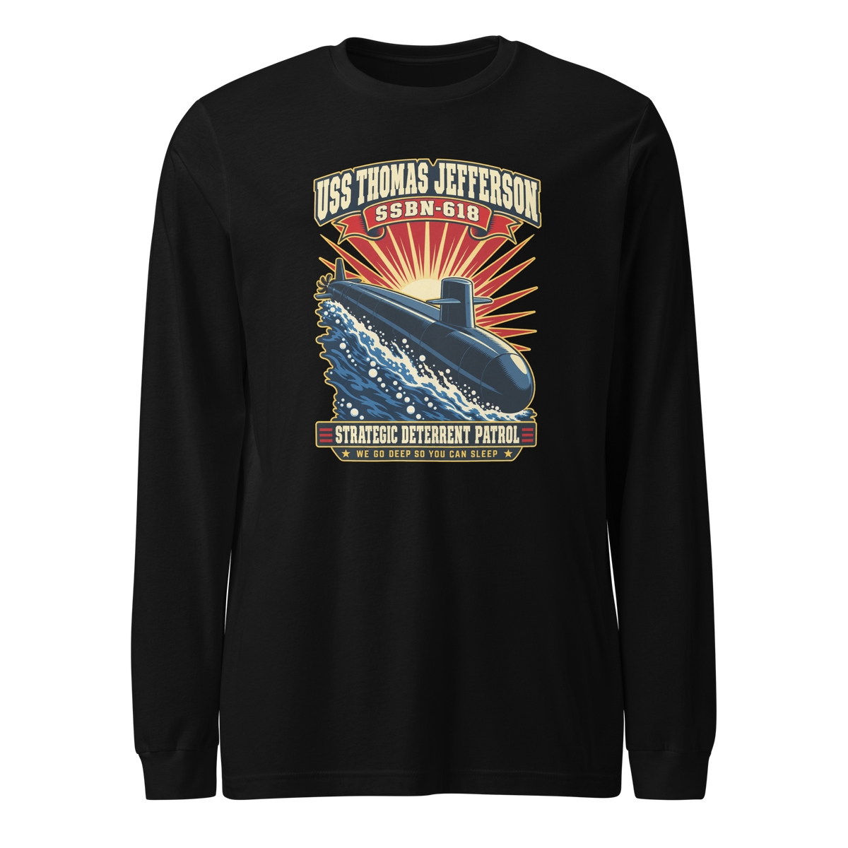 USS Thomas Jefferson (SSBN-618) Deterrent Patrol Long Sleeve Shirt - Retro