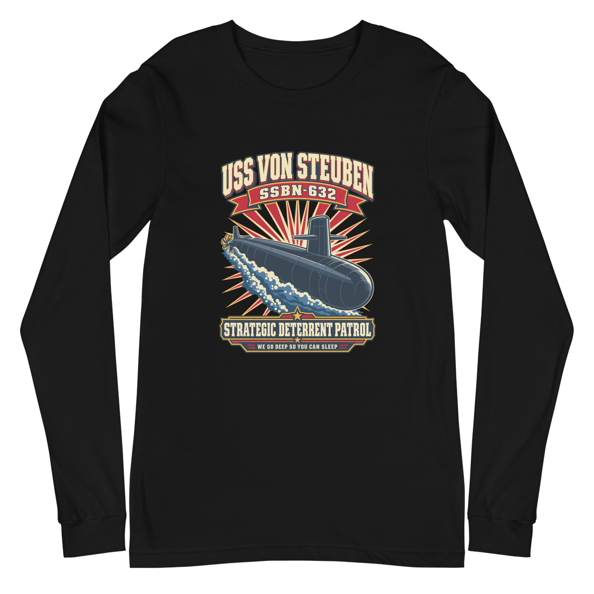 USS Von Steuben (SSBN-632) Deterrent Patrol Long Sleeve Shirt - Retro