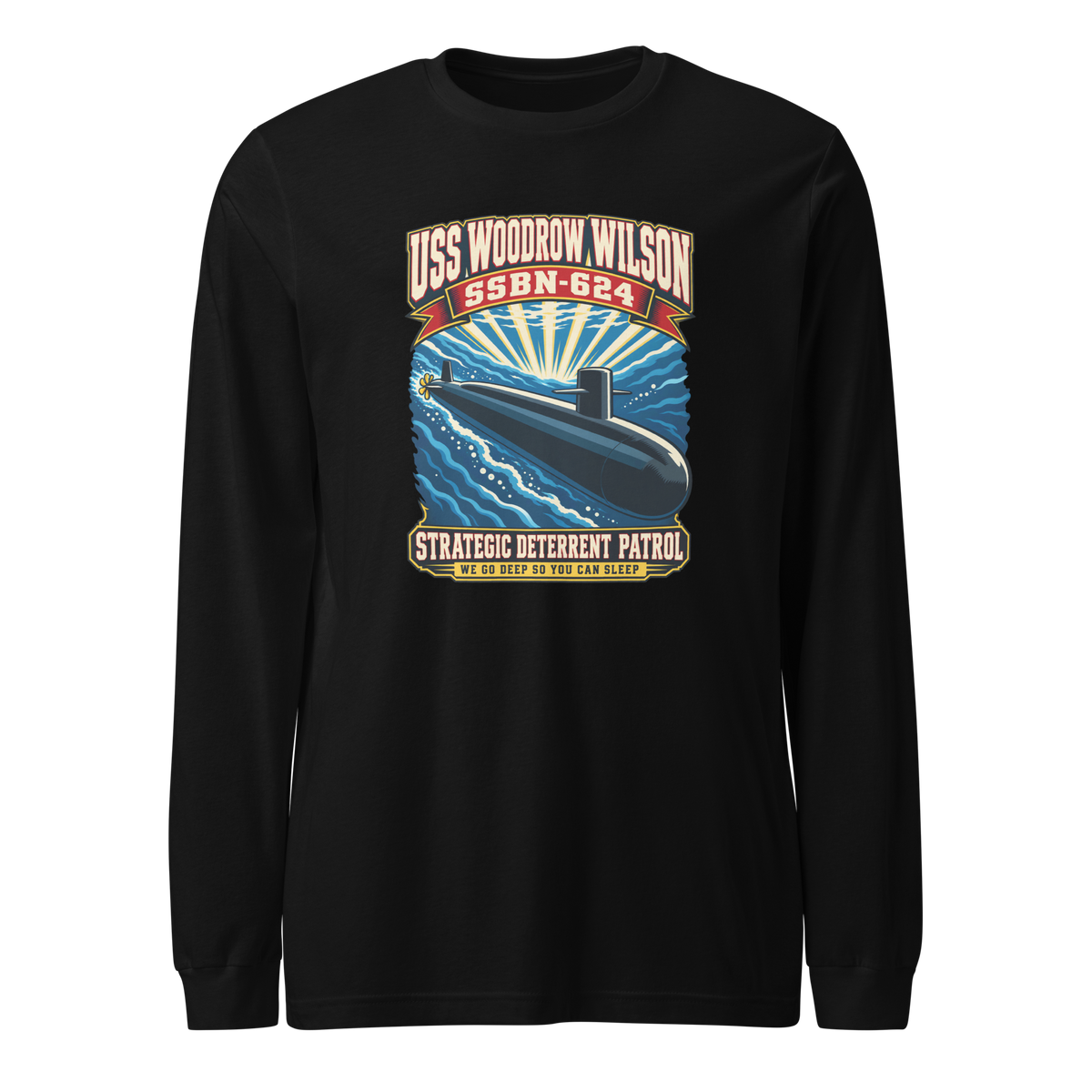 USS Woodrow Wilson (SSBN-624) Deterrent Patrol Long Sleeve Shirt - Retro