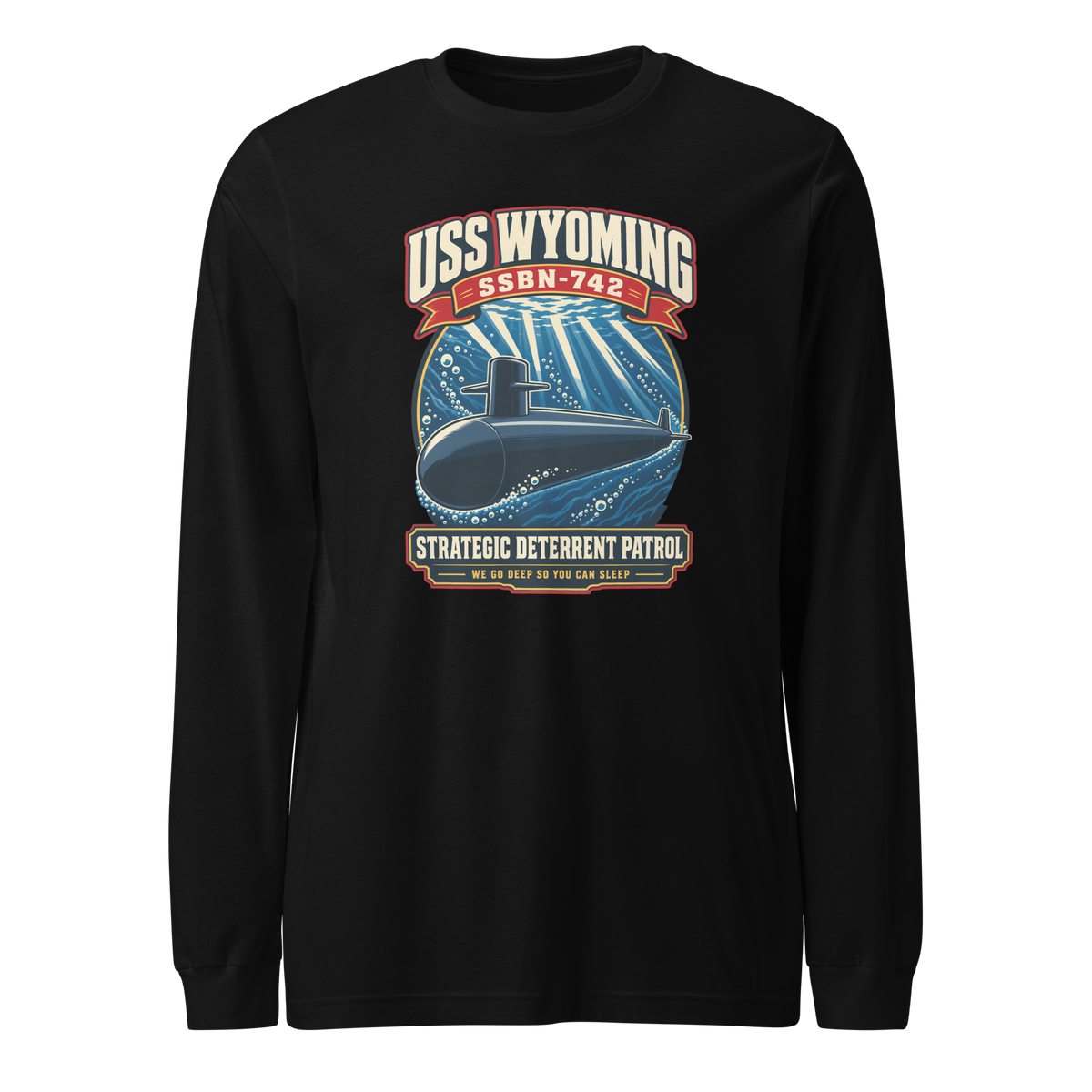 USS Wyoming (SSBN-742) Deterrent Patrol Long Sleeve Shirt - Retro