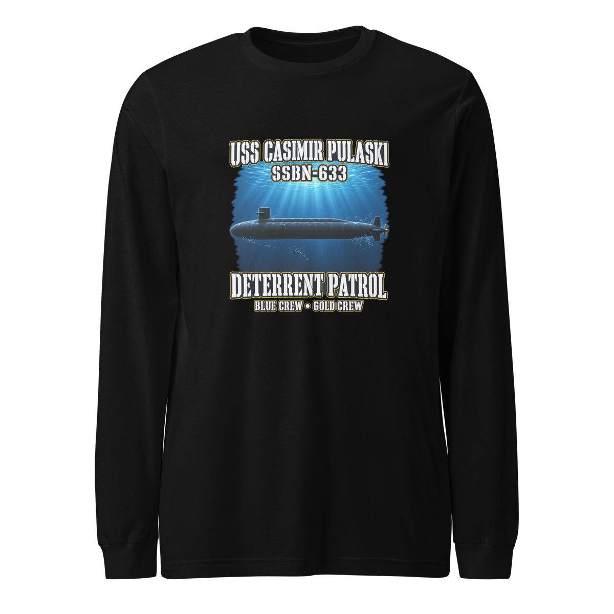 USS Casimir Pulaski (SSBN-633) Deterrent Patrol Long Sleeve Shirt - Deep Water