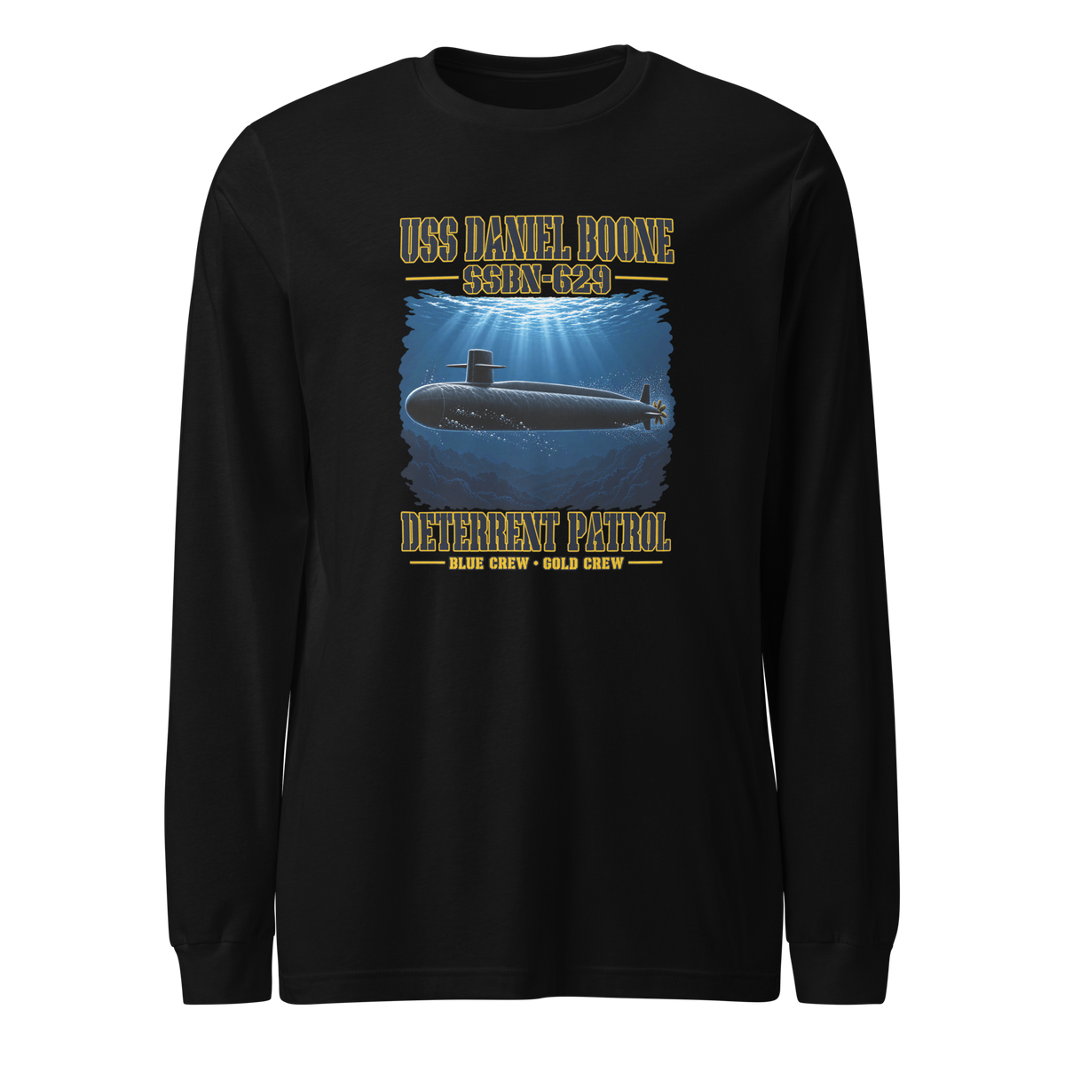 USS Daniel Boone (SSBN-629) Deterrent Patrol Long Sleeve Shirt - Deep Water