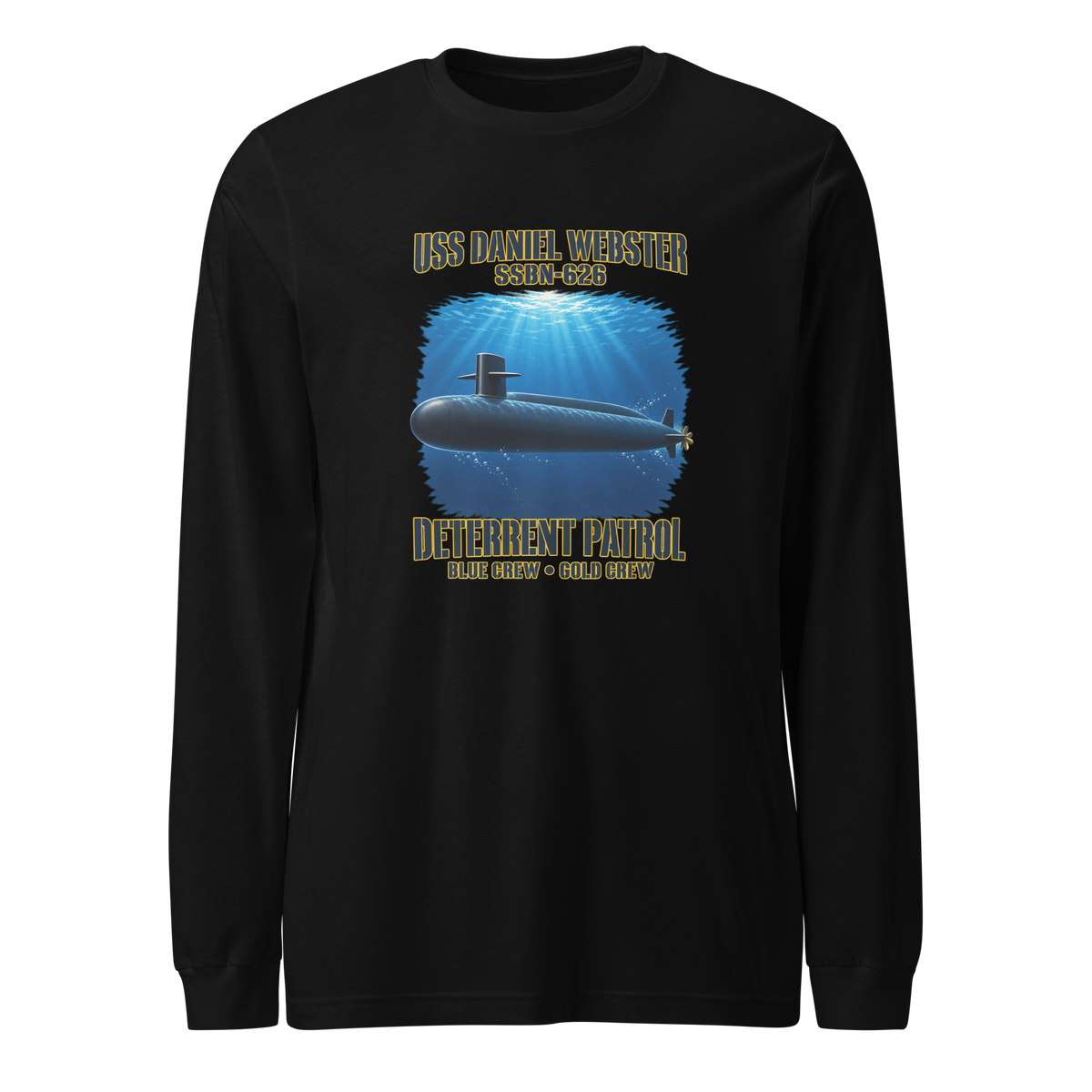 USS Daniel Webster (SSBN-626) Deterrent Patrol Long Sleeve Shirt - Deep Water