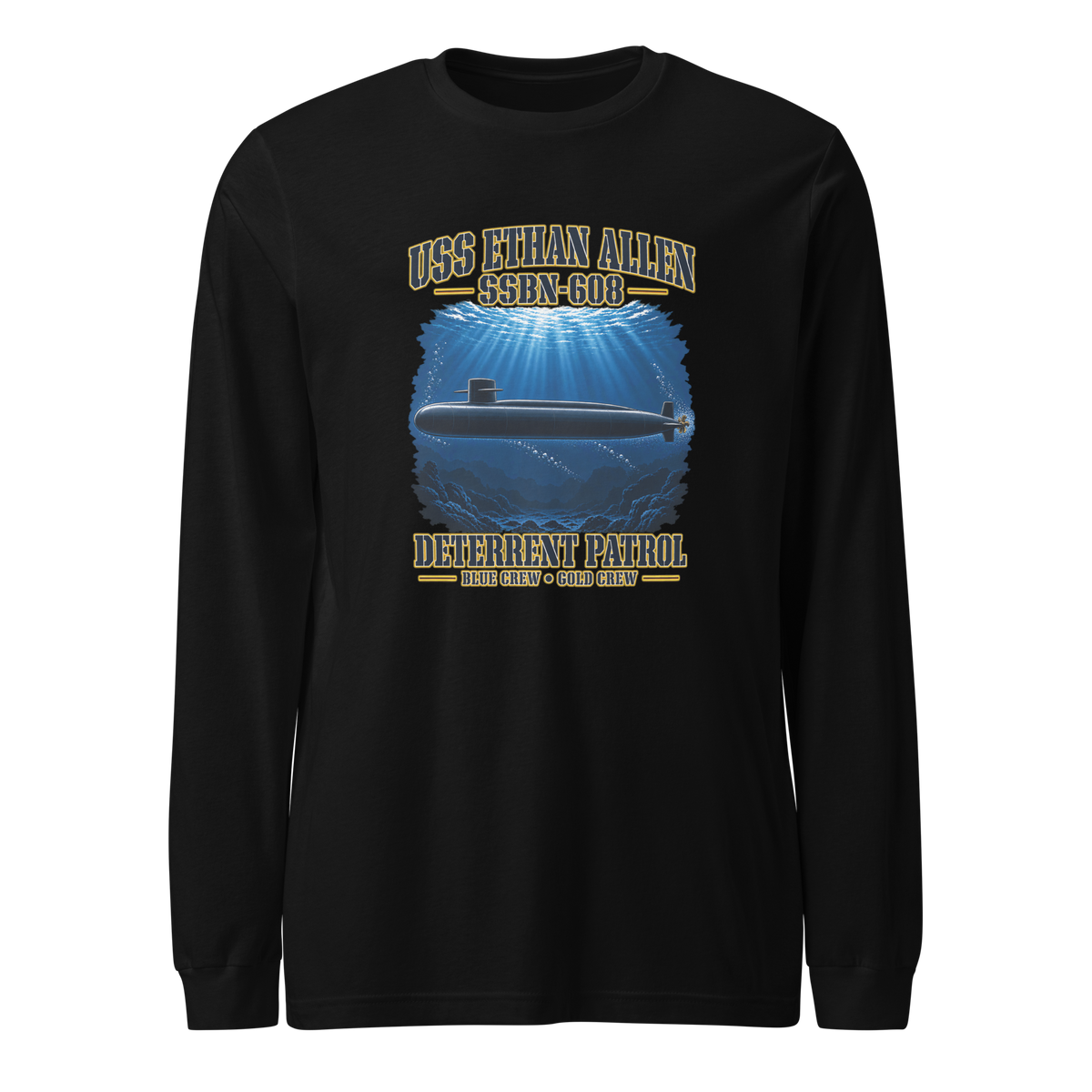 USS Ethan Allen (SSBN-608) Deterrent Patrol Long Sleeve Shirt - Deep Water
