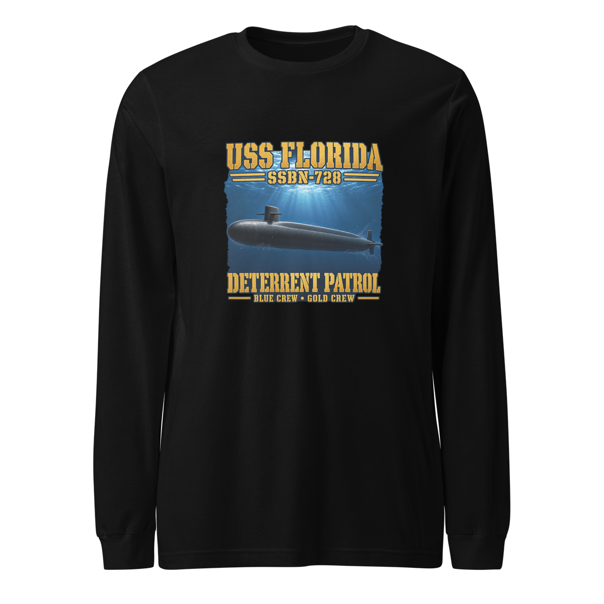 USS Florida (SSBN-728) Deterrent Patrol Long Sleeve Shirt - Deep Water