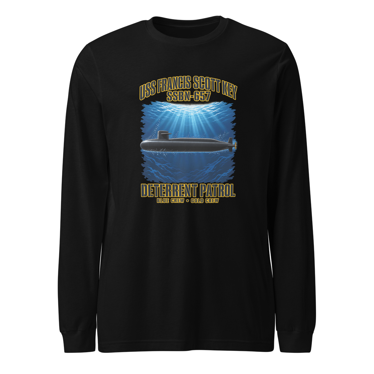 USS Francis Scott Key (SSBN-657) Deterrent Patrol Long Sleeve Shirt - Deep Water