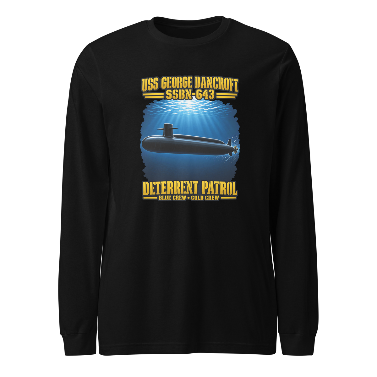 USS George Bancroft (SSBN-643) Deterrent Patrol Long Sleeve Shirt - Deep Water