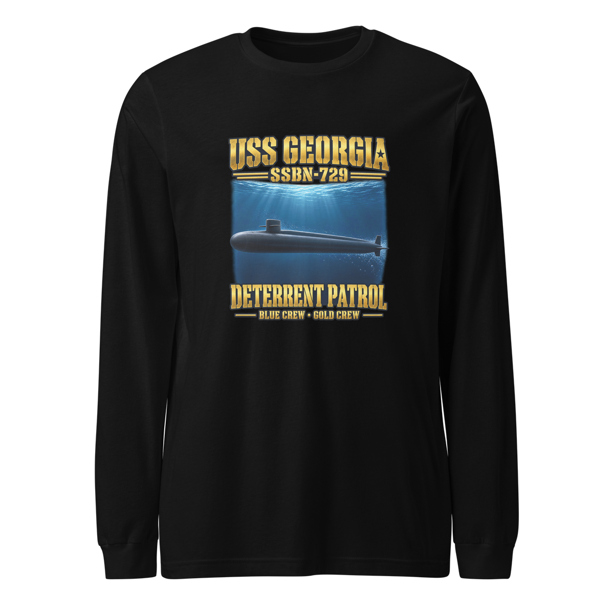 USS Georgia (SSBN-729) Deterrent Patrol Long Sleeve Shirt - Deep Water