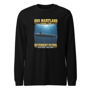 USS Maryland (SSBN-738) Deterrent Patrol Long Sleeve Shirt - Deep Water